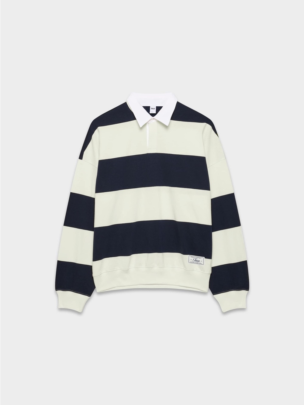 BNWT TNA Aritzia Mighty Cotton™ Lomu Polo Lt Birch / Admiral Size Small